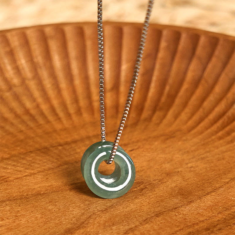 Collana con Buddha Stones Jade Double Peace Buckle Prosperity - Catena di giada e argento - image 9