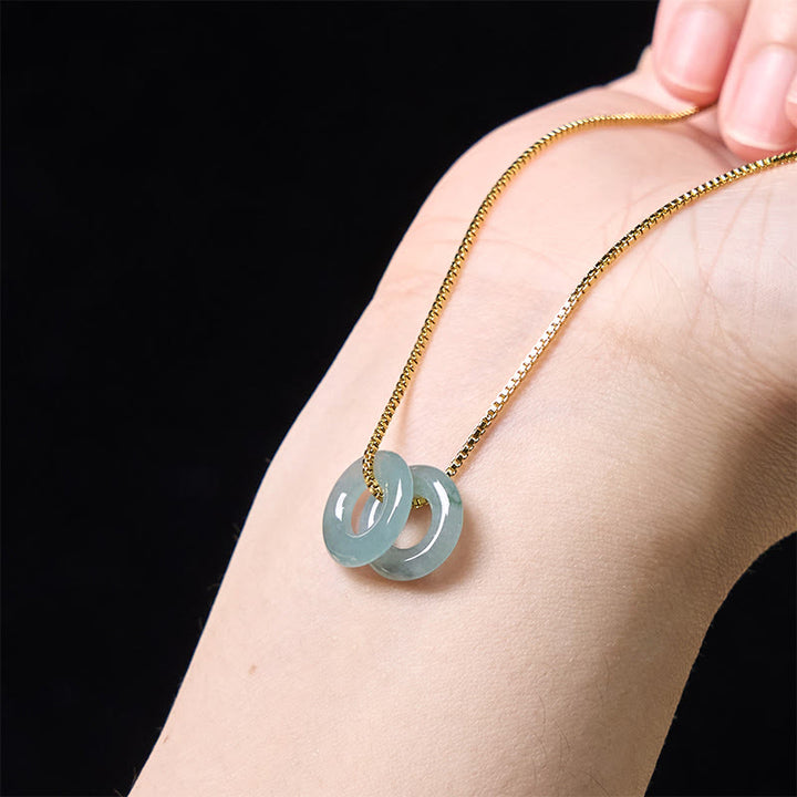 Collana con Buddha Stones Jade Double Peace Buckle Prosperity