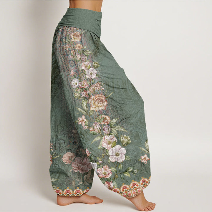 Pantaloni harem da donna con elastico in vita, in cotone, con motivo etnico floreale e totem, motivo etnico Buddha Stones - image 2