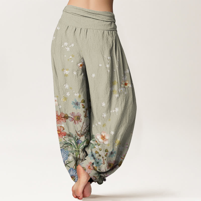 Pantaloni harem elastici in vita da donna con motivo a fiori vari Buddha Stones - image 5