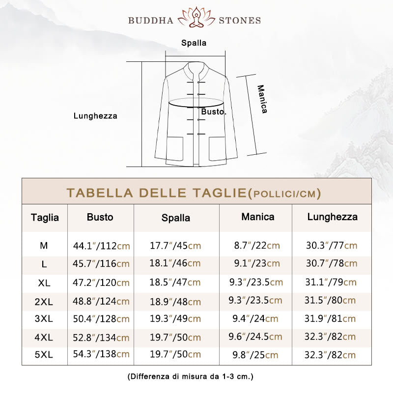 Camicia casual in cotone e lino con colletto alto Buddha Stones - image 6