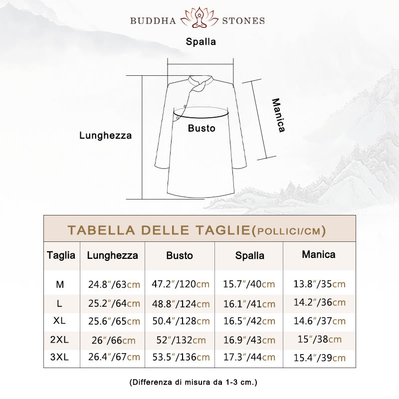 Camicia in lino ramiè con maniche a tre quarti e motivo floreale blu Jacaranda di Buddha Stones, TAGLIA COMODA - image 5