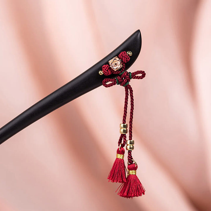 Buddha Stones Ebano Rosso String Nodo Cinese Nappa Protezione Forcina