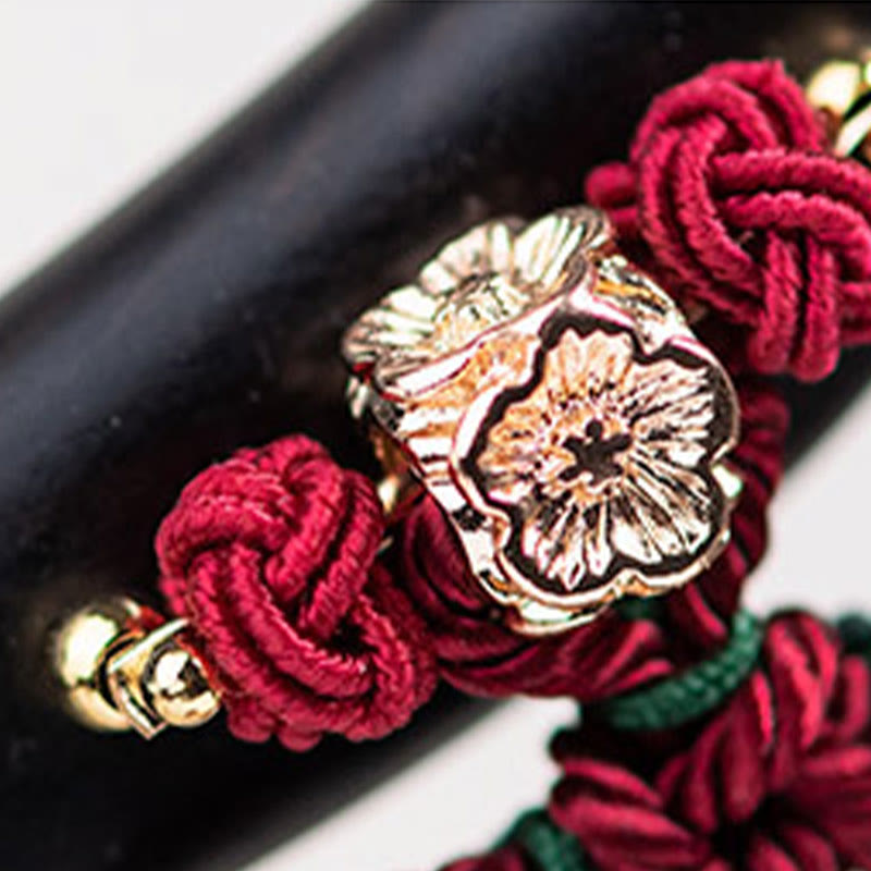 Buddha Stones Ebano Rosso String Nodo Cinese Nappa Protezione Forcina
