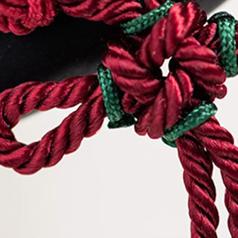 Buddha Stones Ebano Rosso String Nodo Cinese Nappa Protezione Forcina