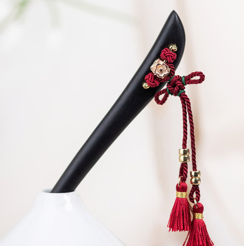 Buddha Stones Ebano Rosso String Nodo Cinese Nappa Protezione Forcina