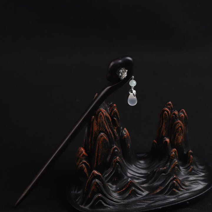 Forcina per capelli Buddha Stones Ebony Nuvola di buon auspicio Coraggio