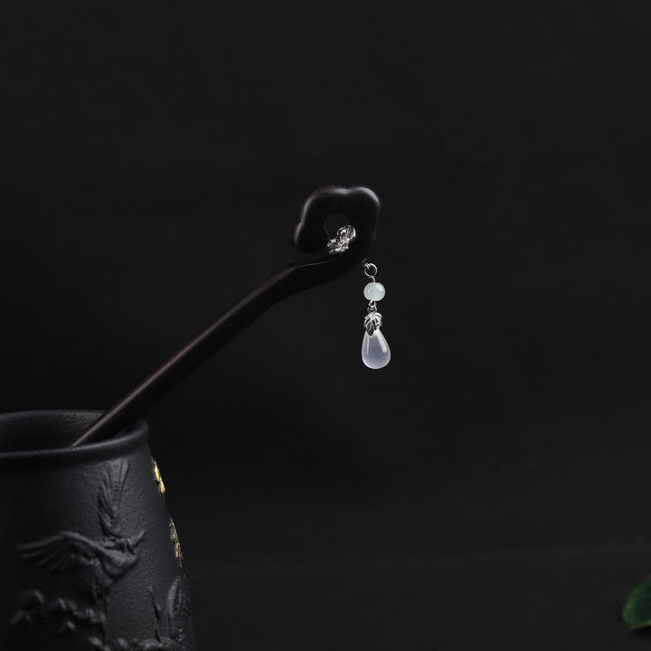 Forcina per capelli Buddha Stones Ebony Nuvola di buon auspicio Coraggio