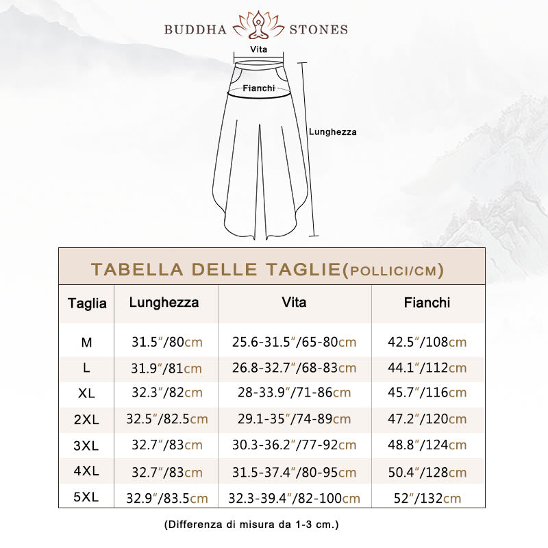 Pantaloni da uomo in cotone con coulisse, modello patchwork Buddha Stones, con tasche - image 3