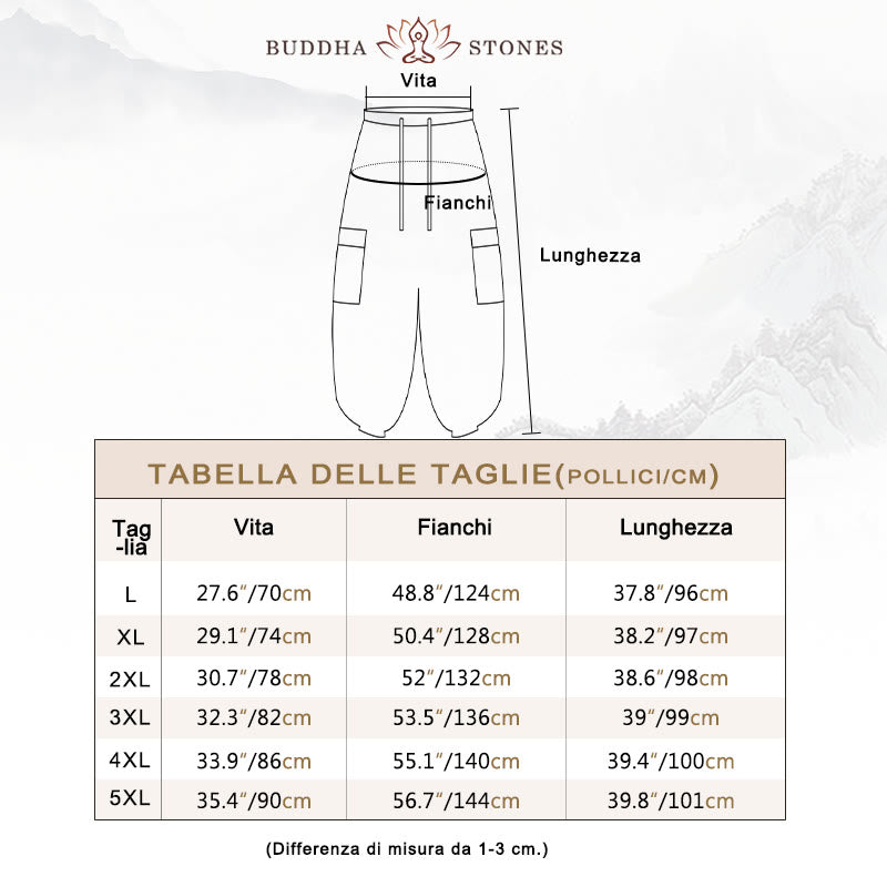 Pantaloni cargo in velluto a coste con coulisse e tasche da uomo Buddha Stones autunno inverno - image 3