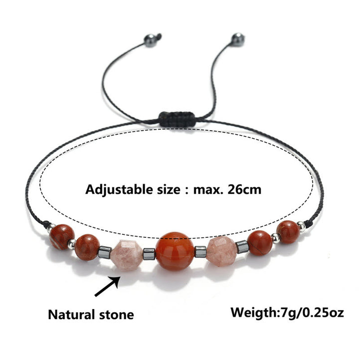 Buddha Stones Believe You Can Braccialetto positivo in pietra del sole con ematite e diaspro rosso corniola