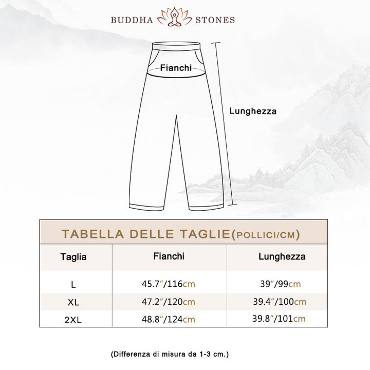 Pantaloni da donna in cotone e lino tinta unita Buddha Stones con tasche - image 3