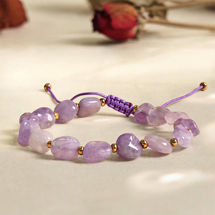 Braccialetto di equilibrio con corda intrecciata in ametista di forma irregolare Buddha Stones
