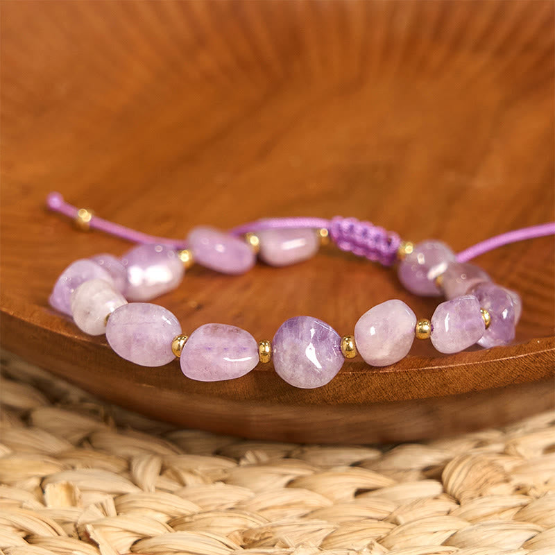 Braccialetto di equilibrio con corda intrecciata in ametista di forma irregolare Buddha Stones