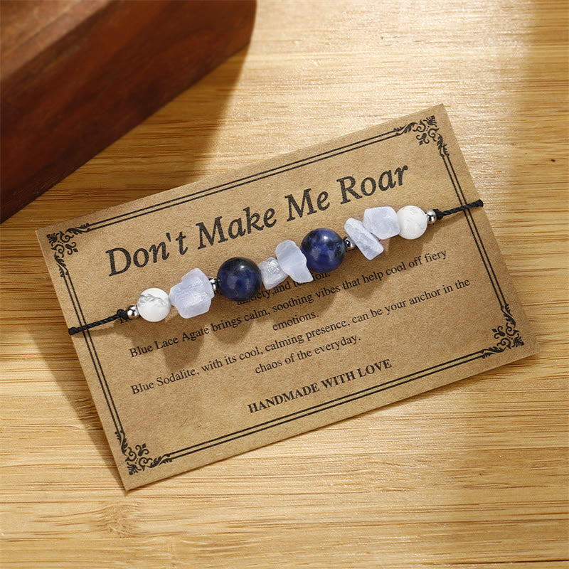 Buddha Stones Don't Make Me Roar Braccialetto di protezione in agata viola, agata blu e sodalite blu