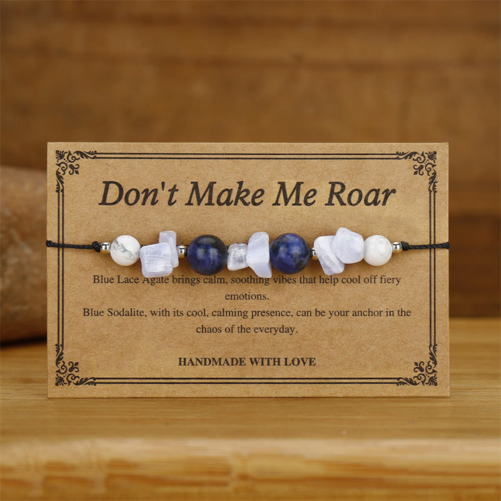 Buddha Stones Don't Make Me Roar Braccialetto di protezione in agata viola, agata blu e sodalite blu