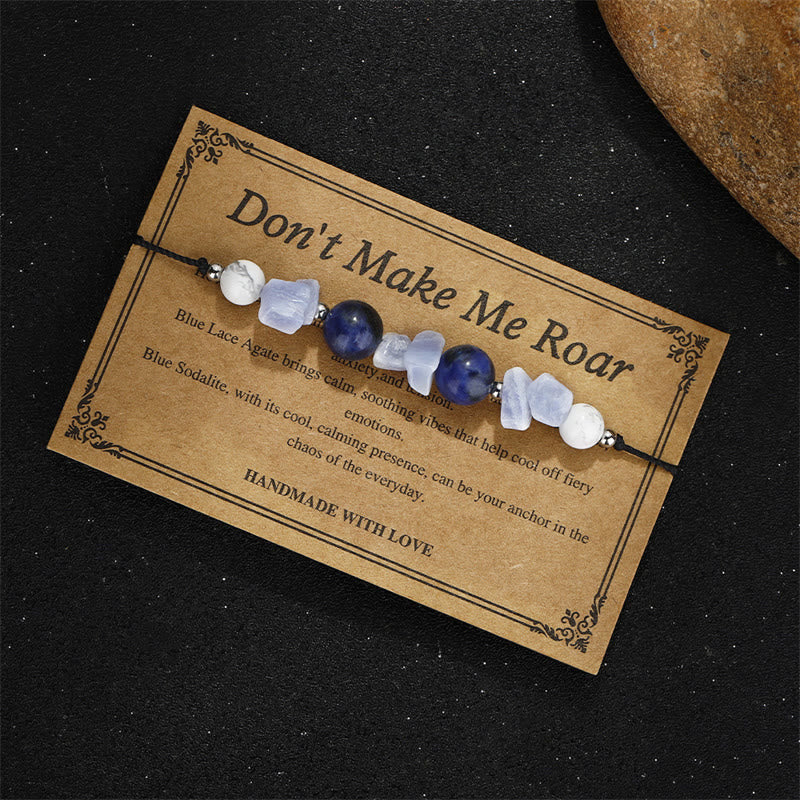 Buddha Stones Don't Make Me Roar Braccialetto di protezione in agata viola, agata blu e sodalite blu