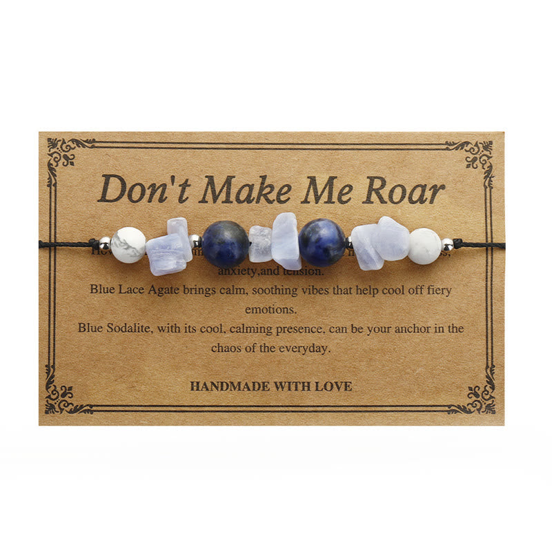 Buddha Stones Don't Make Me Roar Braccialetto di protezione in agata viola, agata blu e sodalite blu