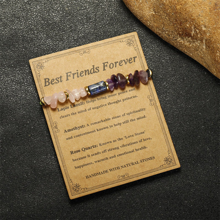 Buddha Stones Best Friends Forever Braccialetto spirituale in ametista, quarzo rosa, lazurite