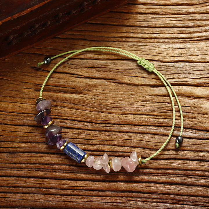 Buddha Stones Best Friends Forever Braccialetto spirituale in ametista, quarzo rosa, lazurite