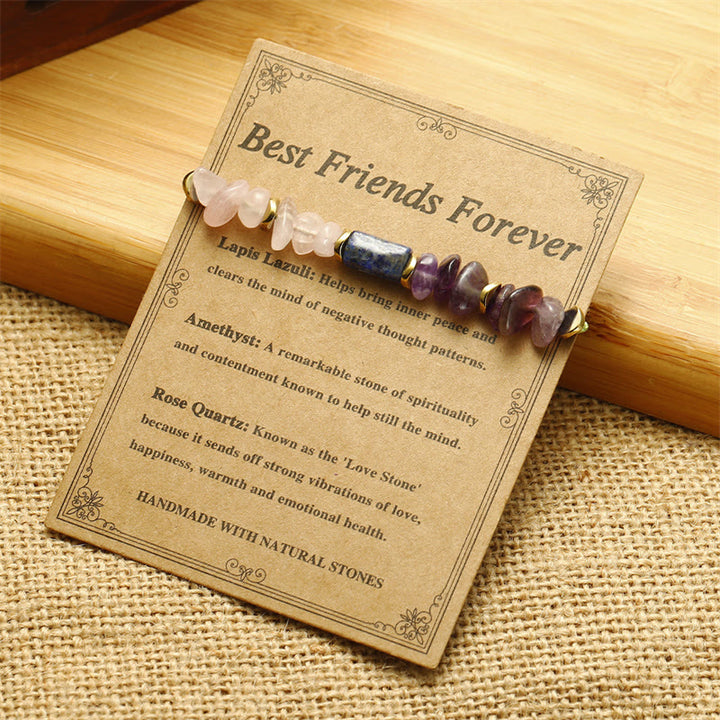 Buddha Stones Best Friends Forever Braccialetto spirituale in ametista, quarzo rosa, lazurite