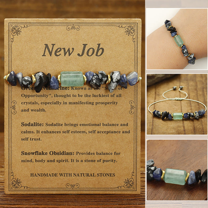 Braccialetto energetico in ossidiana fiocco di neve con sodalite e avventurina verde Buddha Stones New Job