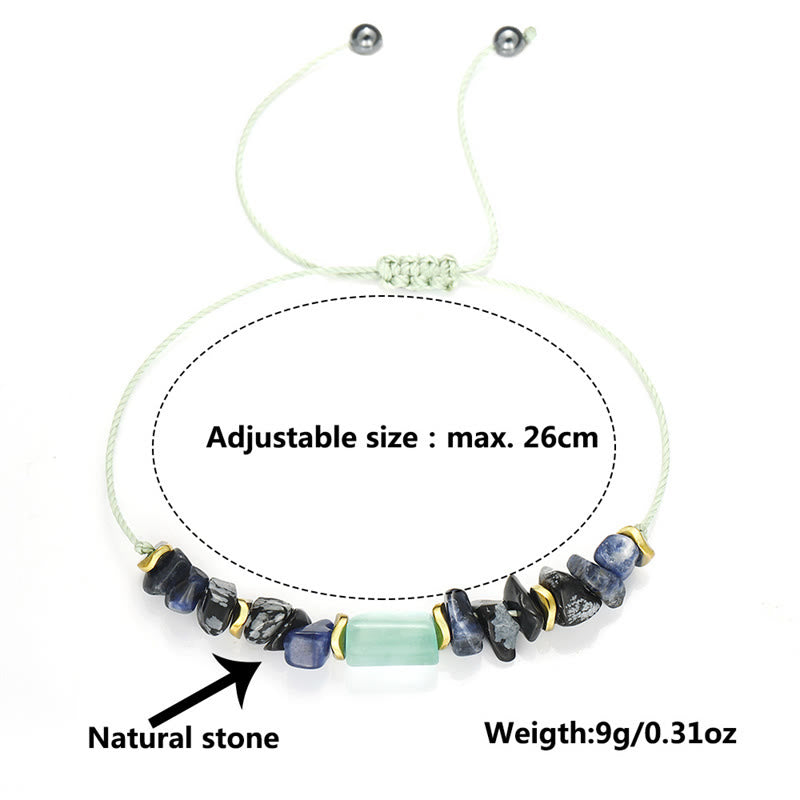 Braccialetto energetico in ossidiana fiocco di neve con sodalite e avventurina verde Buddha Stones New Job