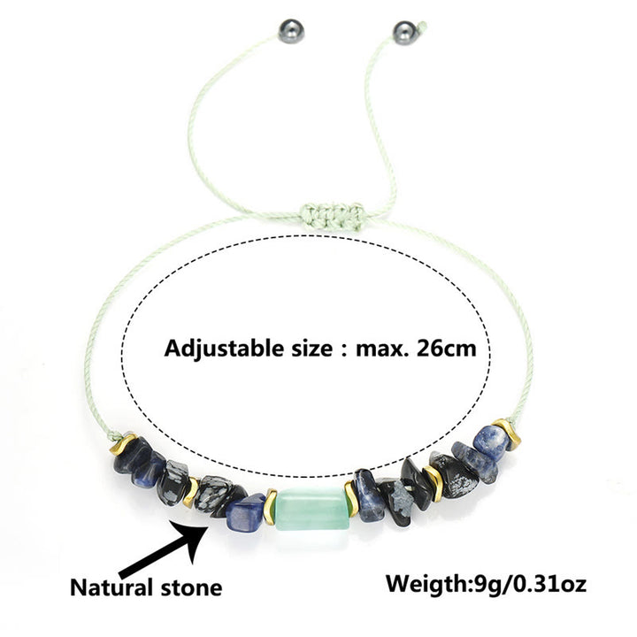 Braccialetto energetico in ossidiana fiocco di neve con sodalite e avventurina verde Buddha Stones New Job