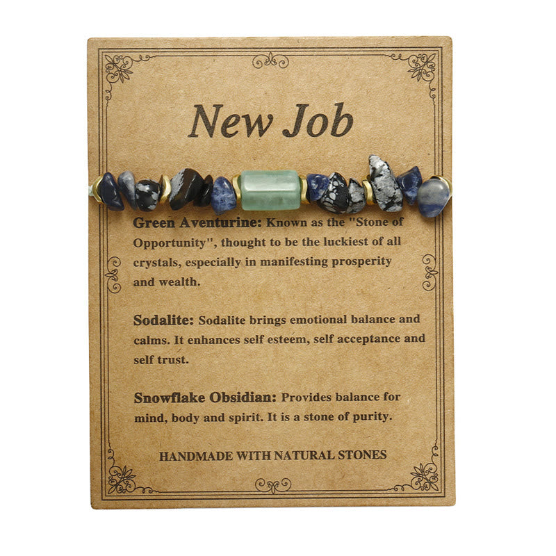 Braccialetto energetico in ossidiana fiocco di neve con sodalite e avventurina verde Buddha Stones New Job