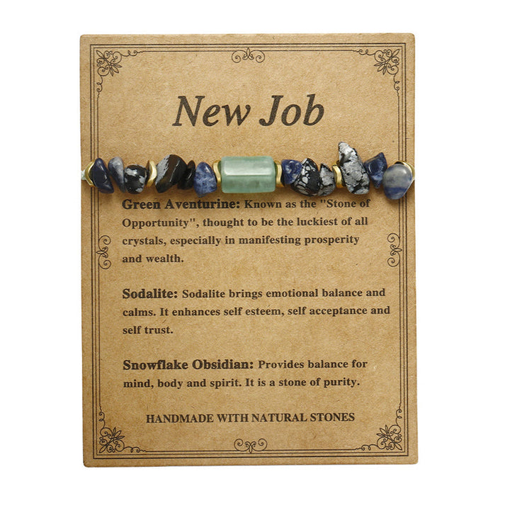 Braccialetto energetico in ossidiana fiocco di neve con sodalite e avventurina verde Buddha Stones New Job