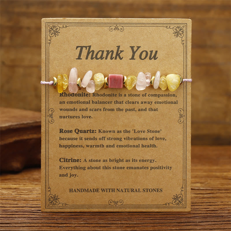 Buddha Stones Thank You Quarzo Rosa Citrino Rodonite Passionale - image 1