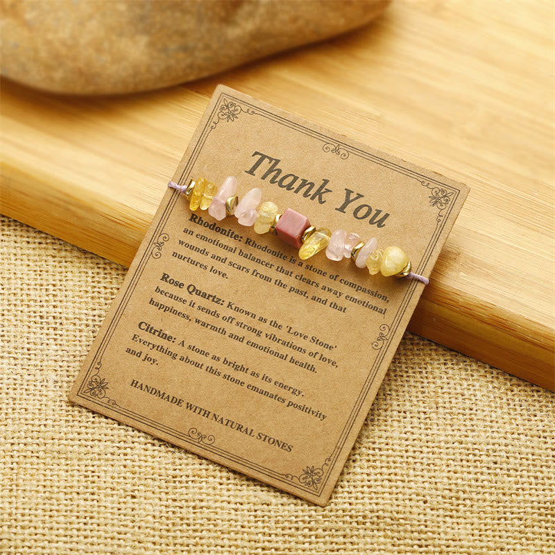 Buddha Stones Thank You Quarzo Rosa Citrino Rodonite Passionale