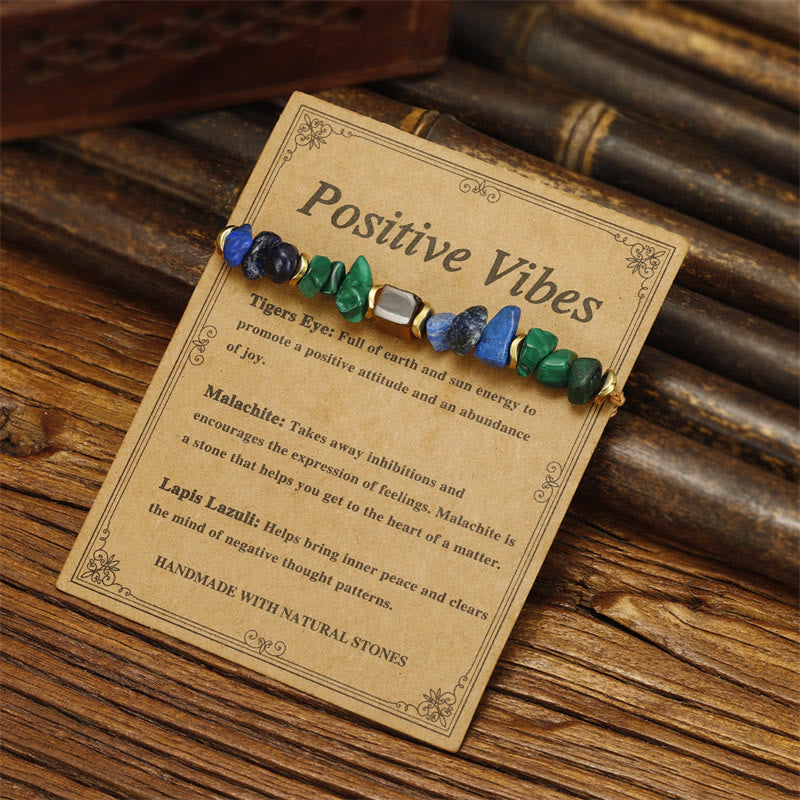 Bracciale anti-ansia con vibrazioni positive in pietra di Buddha, malachite, occhio di tigre, lazurite e lapislazzuli - image 2