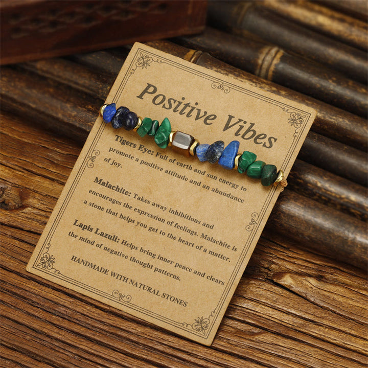 Bracciale anti-ansia con vibrazioni positive in pietra di Buddha, malachite, occhio di tigre, lazurite e lapislazzuli - image 2