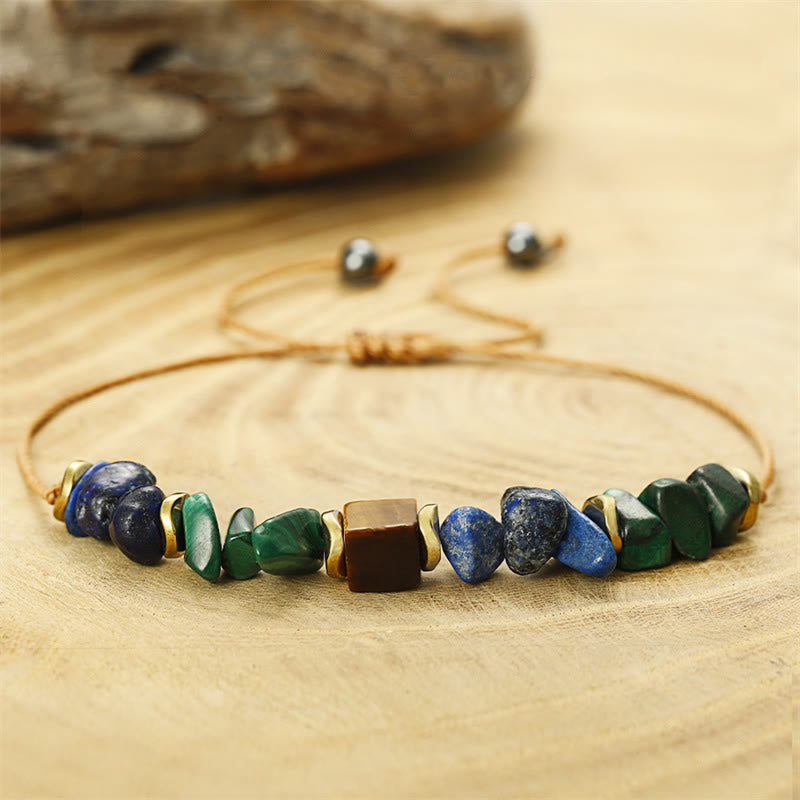 Bracciale anti-ansia con vibrazioni positive in pietra di Buddha, malachite, occhio di tigre, lazurite e lapislazzuli - image 3