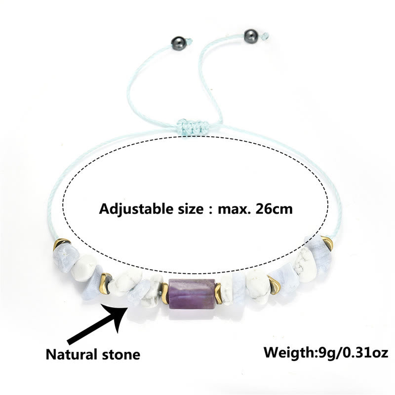 Braccialetto curativo antistress Buddha Stones Ametista Agata Blu Howlite