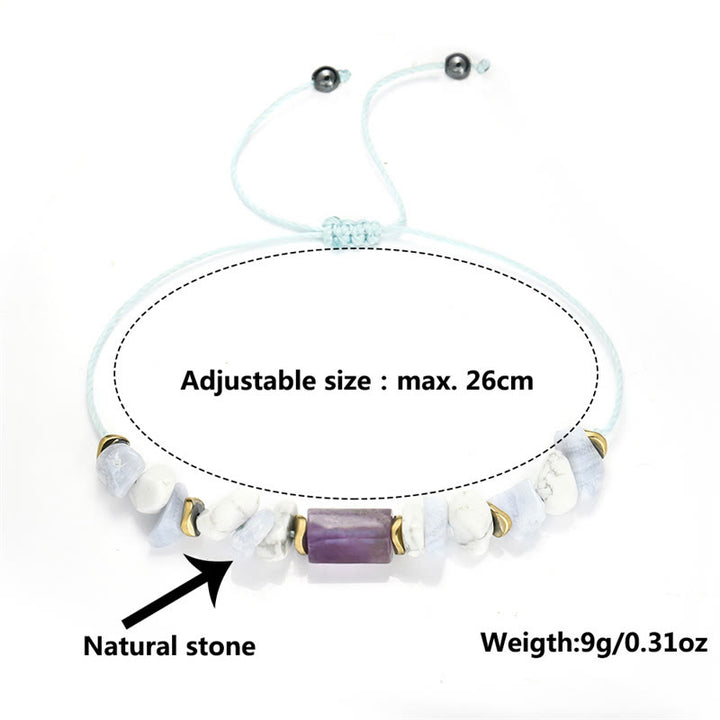 Braccialetto curativo antistress Buddha Stones Ametista Agata Blu Howlite