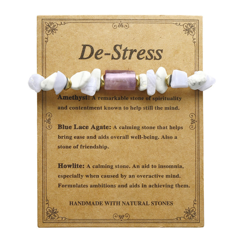 Braccialetto curativo antistress Buddha Stones Ametista Agata Blu Howlite