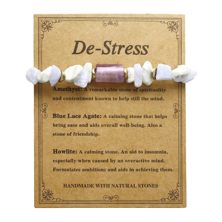 Braccialetto curativo antistress Buddha Stones Ametista Agata Blu Howlite