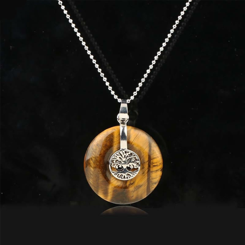 Buddha Stones Vari cristalli Quarzo rosa Avventurina verde Ametista L'albero della vita Collana pendente Gentilezza - Occhio di tigre - image 12