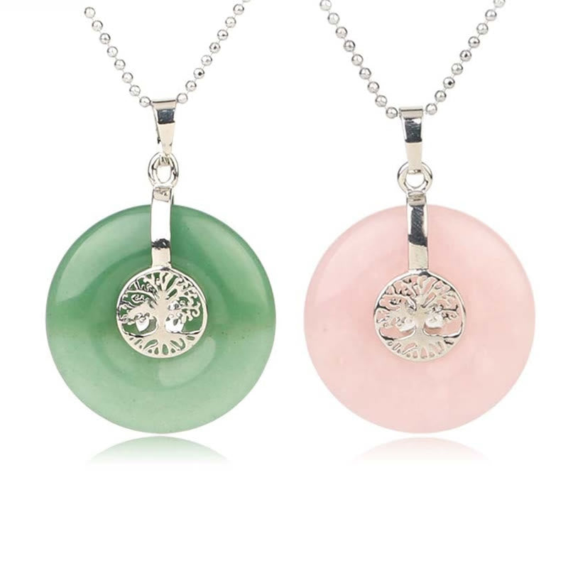 Buddha Stones Vari cristalli Quarzo rosa Avventurina verde Ametista L'albero della vita Collana pendente Gentilezza - image 1