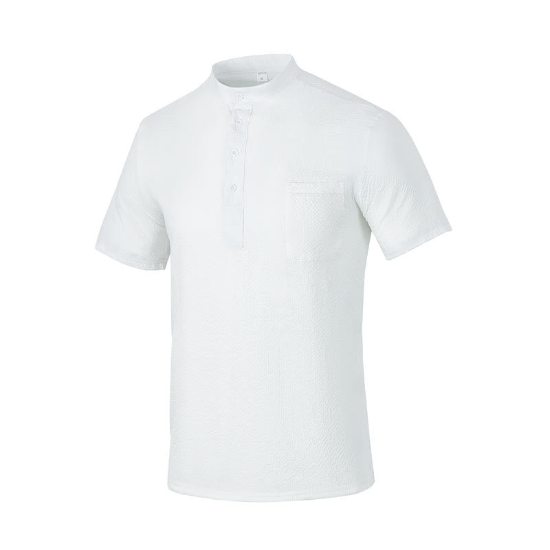 Polo a quadri tinta unita Buddha Stones con bottoni a metà, da uomo, a maniche corte - Bianco - US/UK/AU46, EU56 (3XL) - image 27