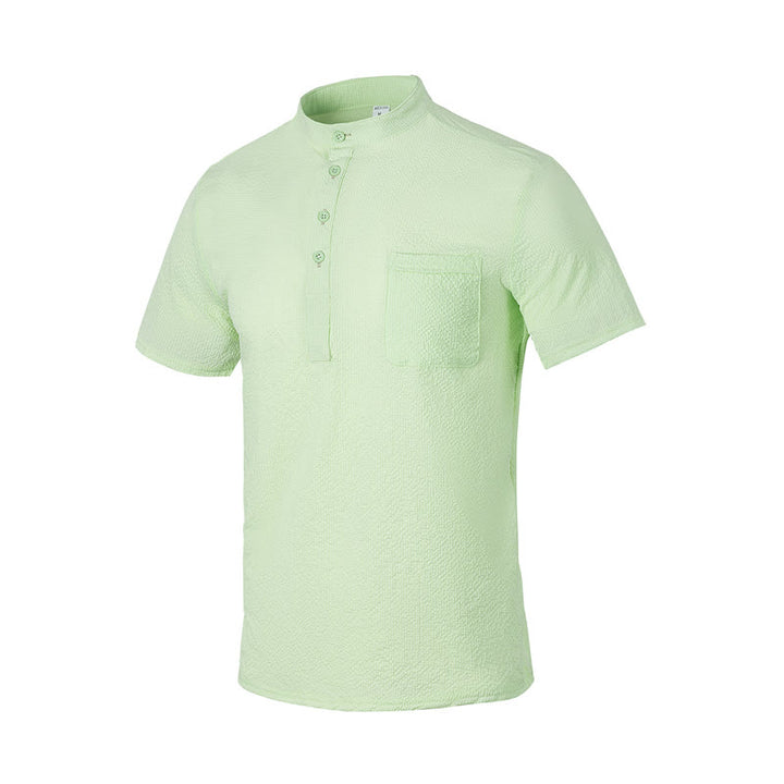 Polo a quadri tinta unita Buddha Stones con bottoni a metà, da uomo, a maniche corte - Verde pallido - US/UK/AU46, EU56 (3XL) - image 25