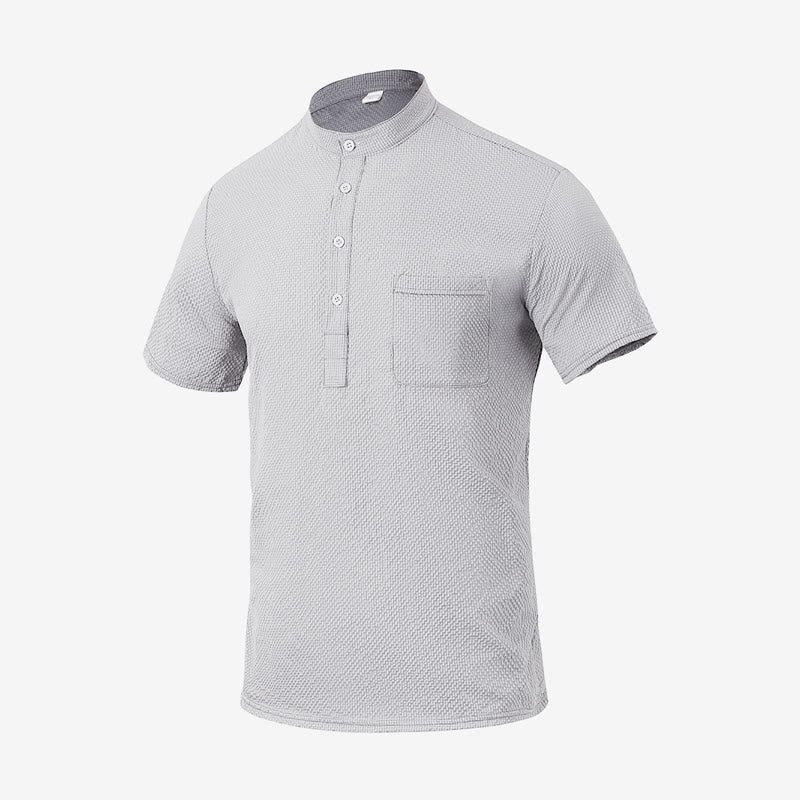 Polo a quadri tinta unita Buddha Stones con bottoni a metà, da uomo, a maniche corte - Grigio chiaro - US/UK/AU46, EU56 (3XL) - image 21