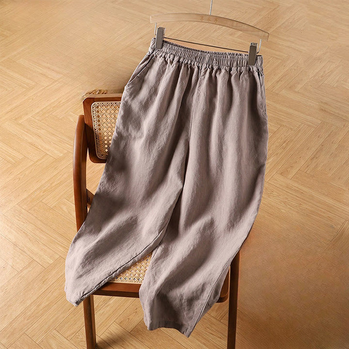 Pantaloni harem da donna in cotone e lino casual a vita alta con tasche Buddha Stones - Marrone rosato - US14, UK/AU18, EU46 (4XL) - image 7