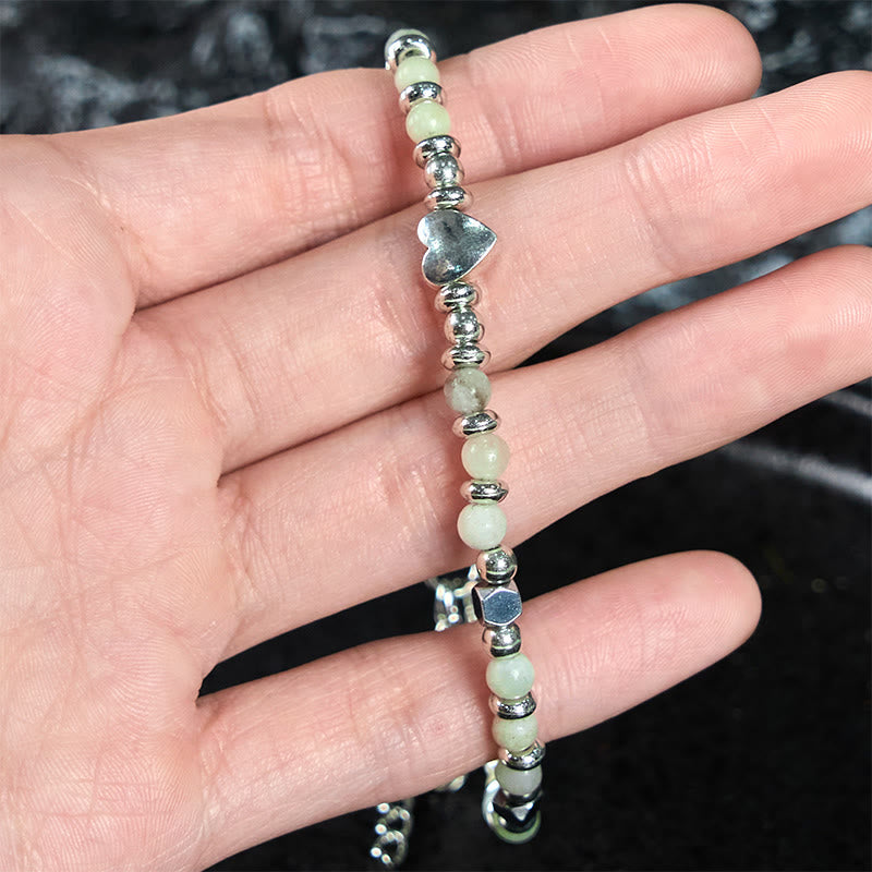 Bracciale Buddha Stones Pietra naturale Amazzonite Ametista Lazurite Quarzo rosa Cuore Equilibrio positivo