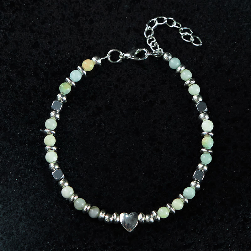 Bracciale Buddha Stones Pietra naturale Amazzonite Ametista Lazurite Quarzo rosa Cuore Equilibrio positivo