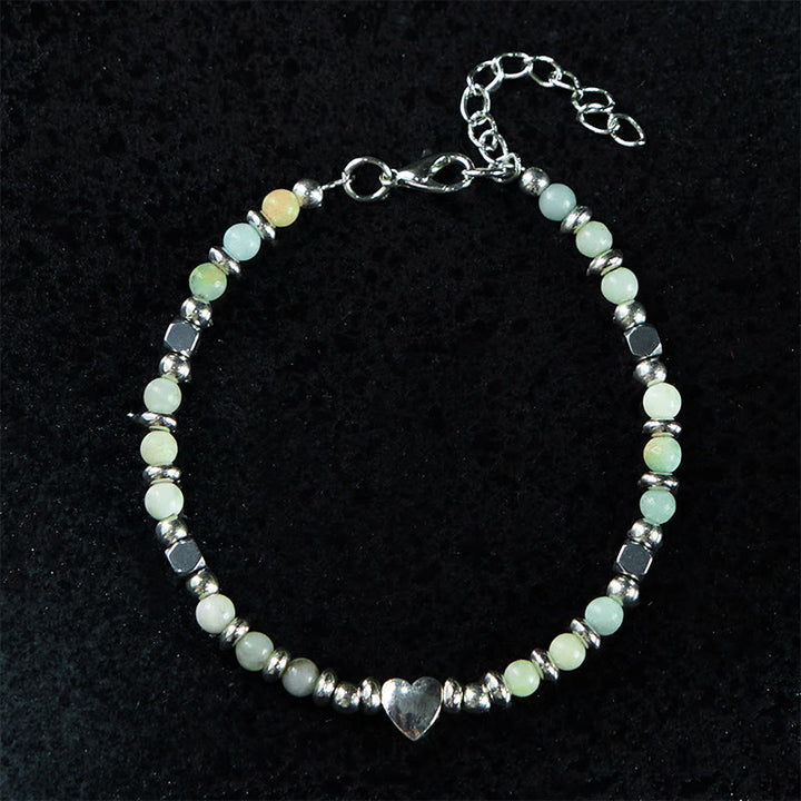 Bracciale Buddha Stones Pietra naturale Amazzonite Ametista Lazurite Quarzo rosa Cuore Equilibrio positivo
