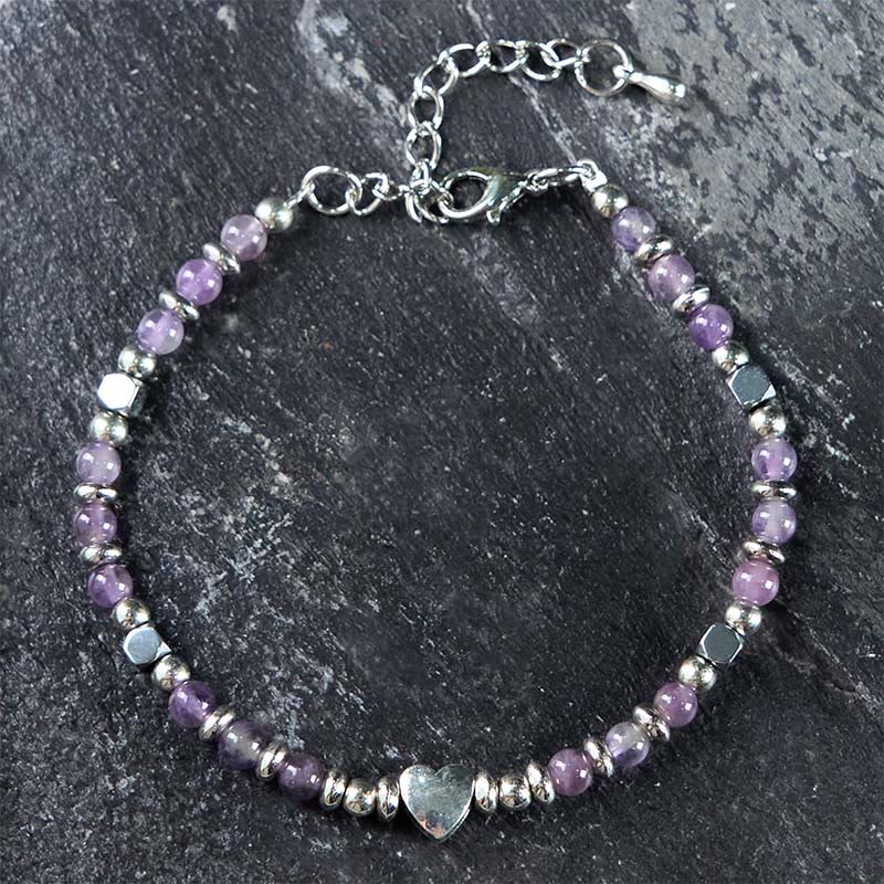 Bracciale Buddha Stones Pietra naturale Amazzonite Ametista Lazurite Quarzo rosa Cuore Equilibrio positivo