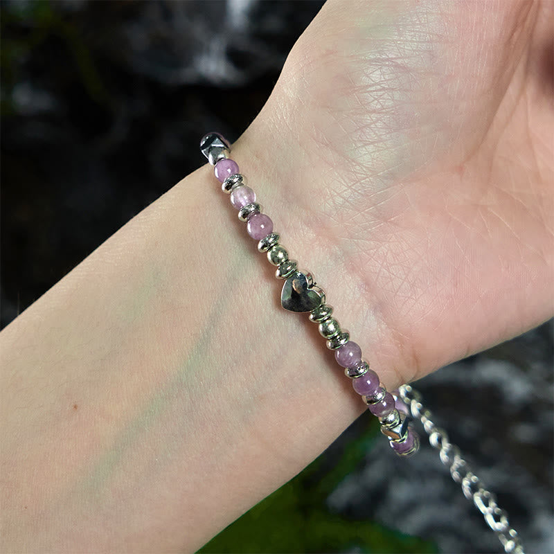 Bracciale Buddha Stones in pietra naturale, amazzonite, ametista, lazurite, lapislazzuli, quarzo rosa, cuore, equilibrio positivo - image 12